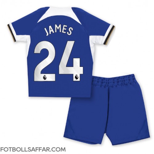 Chelsea Reece James #24 Hemmadräkt Barn 2023-24 Kortärmad (+ Korta byxor)